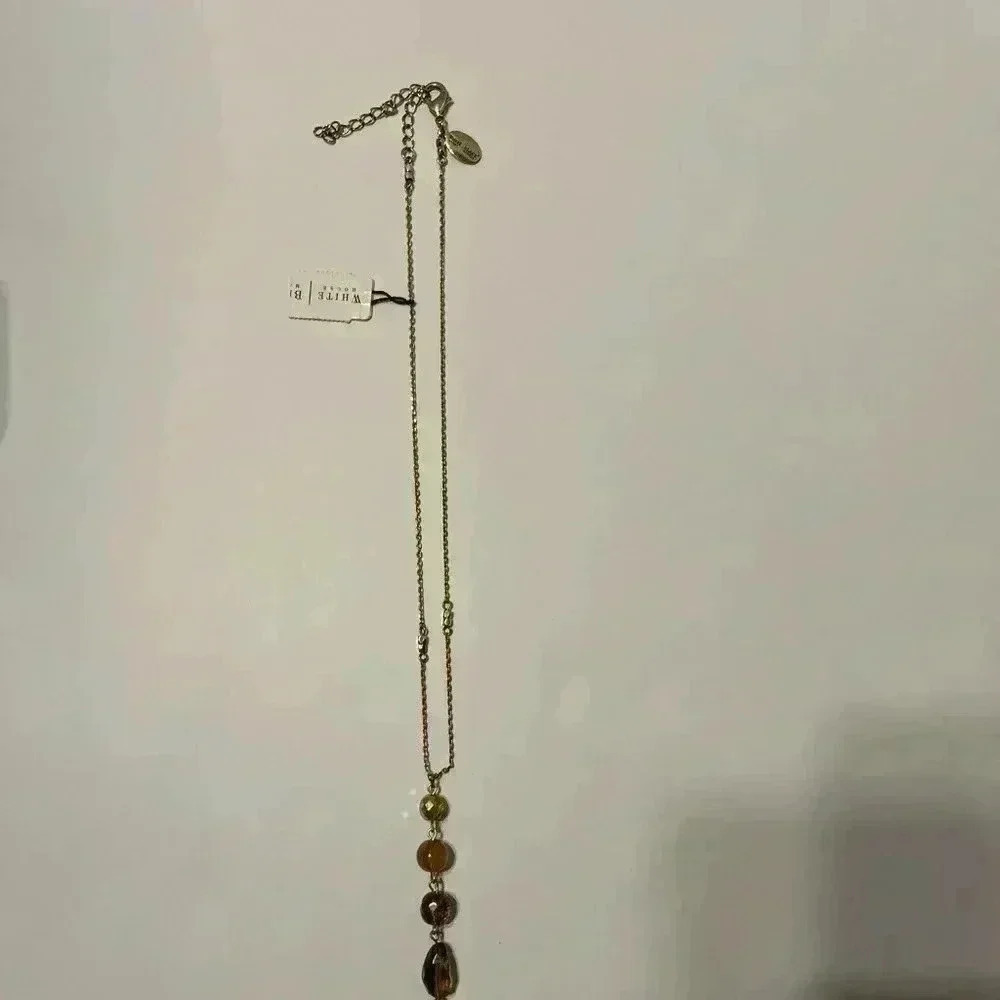 WHITE HOUSE‎ BLACK MARKET brown beaded drop necklace